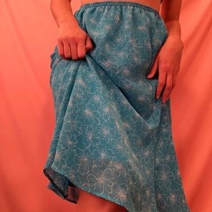 Blue Hibiscus Midi Skirt